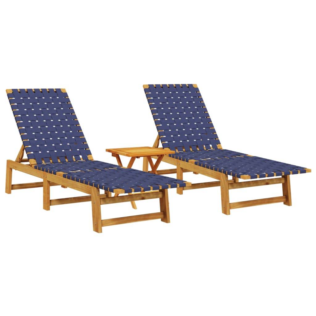 Vidaxl - Chaises longues lot de 2 et table bleu foncé bois massif acacia vidaXL 3214218 - Image 2