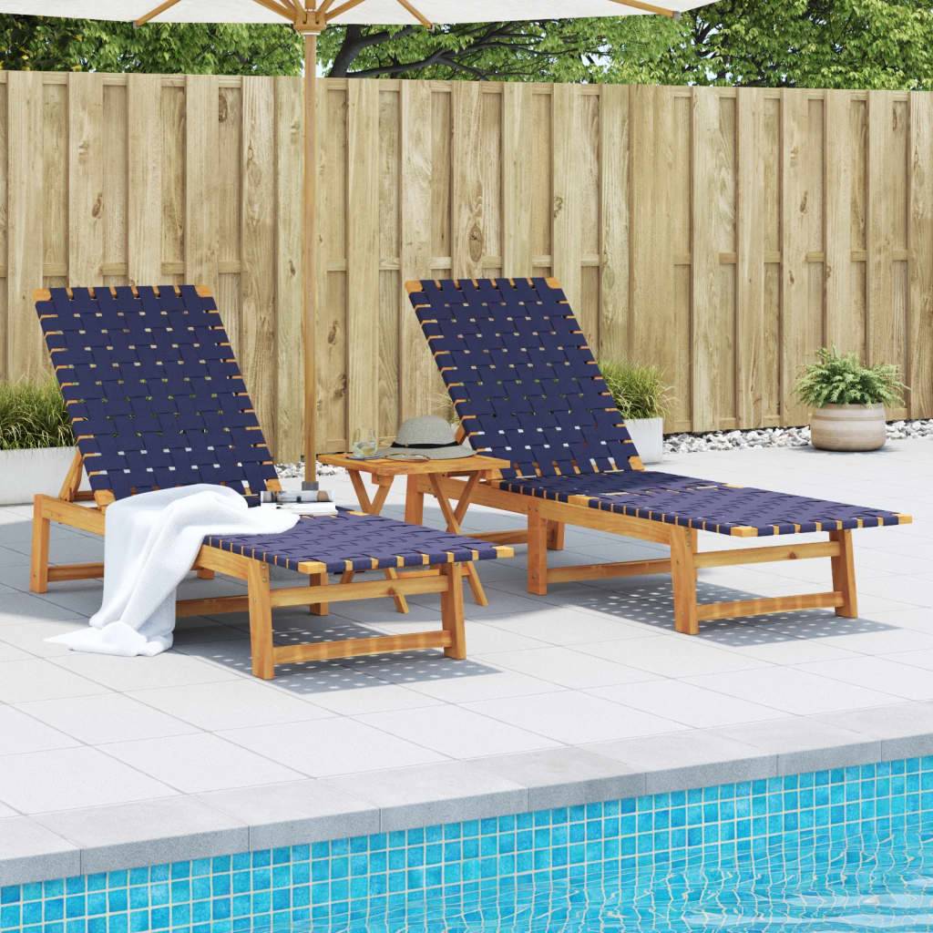 Vidaxl - Chaises longues lot de 2 et table bleu foncé bois massif acacia vidaXL 3214218 - Image 1