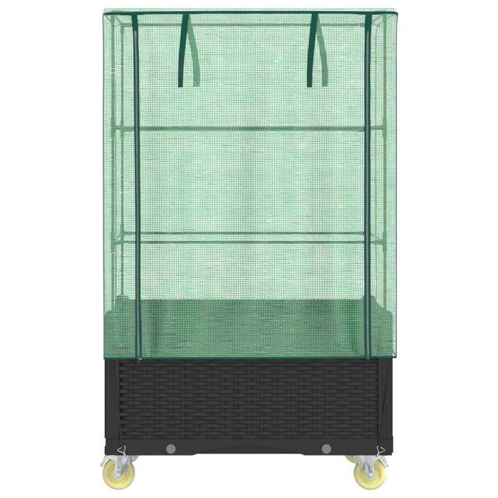 Jardinière surélevée avec housse et roues aspect rotin 50 x 80 x 182 cm - PANGIVO - Image 4