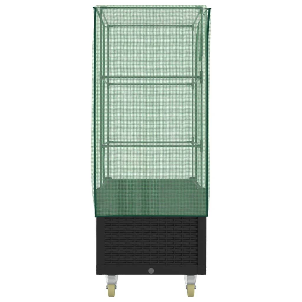Jardinière surélevée avec housse et roues aspect rotin 50 x 80 x 182 cm - PANGIVO - Image 5