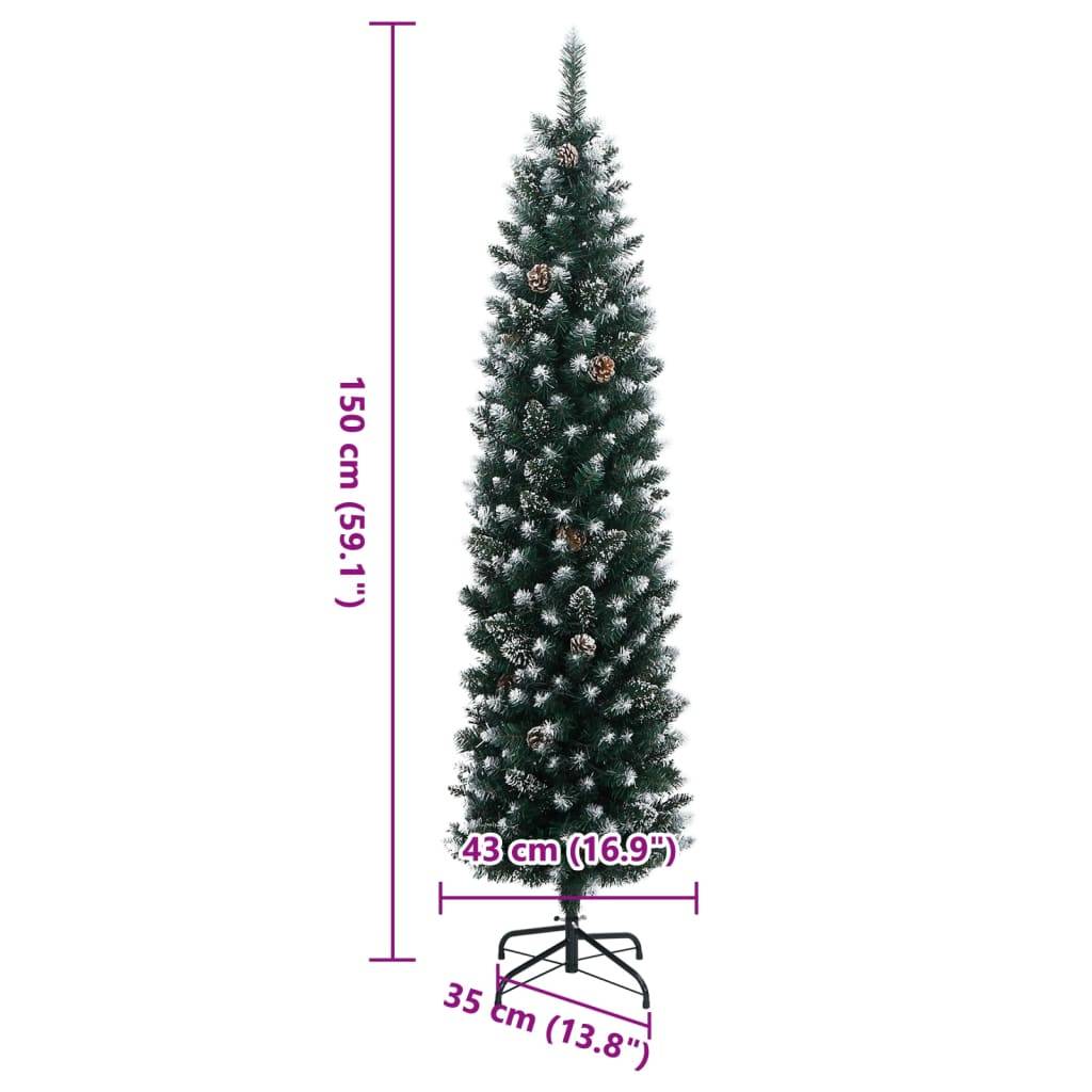 ComfortXL - Sapin de Noël artificiel fin enneigé 150 LED et pommes de pin 150 cm – ComfortXL Outdoor Living - Image 10