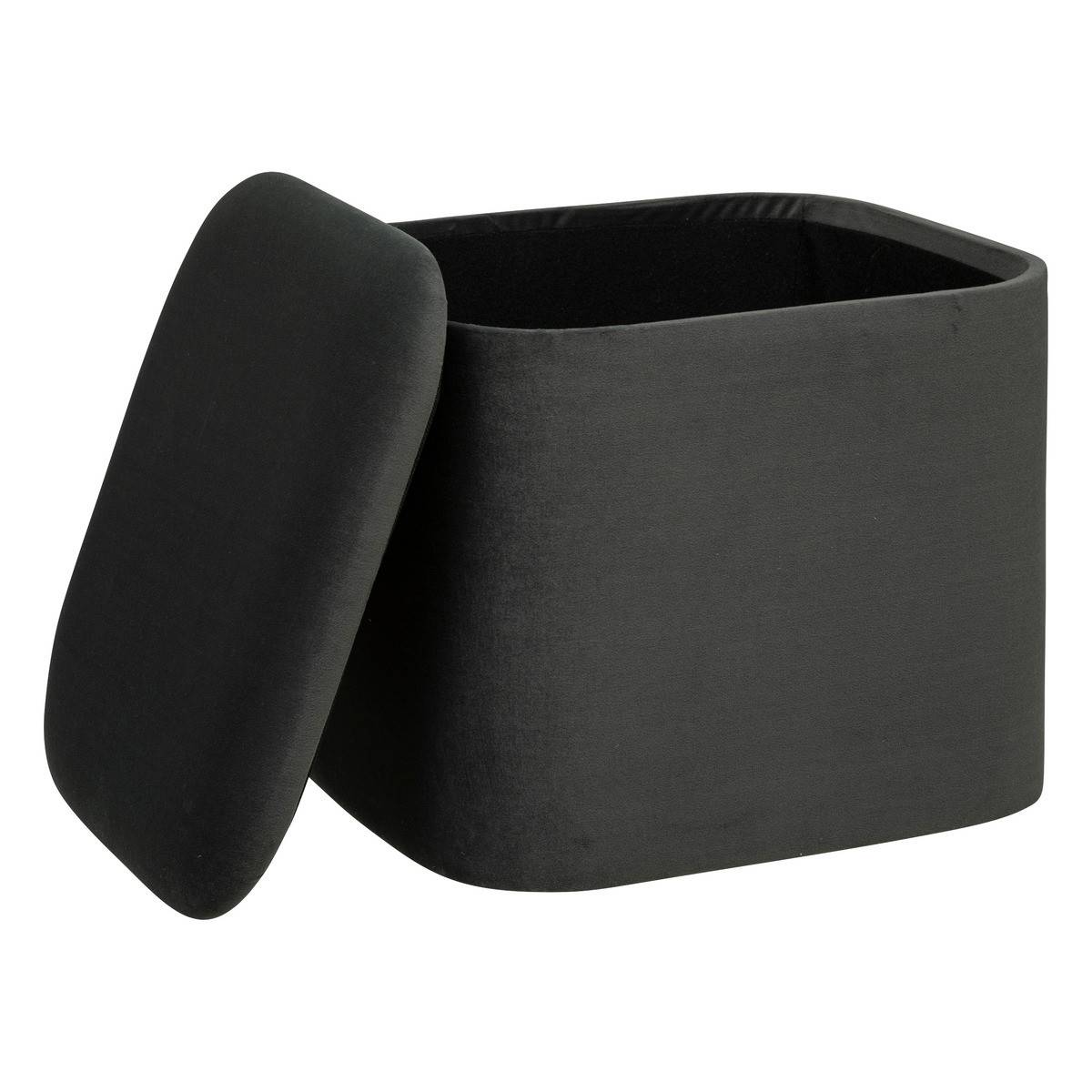 Lot de 2 Poufs Coffres de rangement en Velours Gris Clair et Gris Foncé - Imagen 3