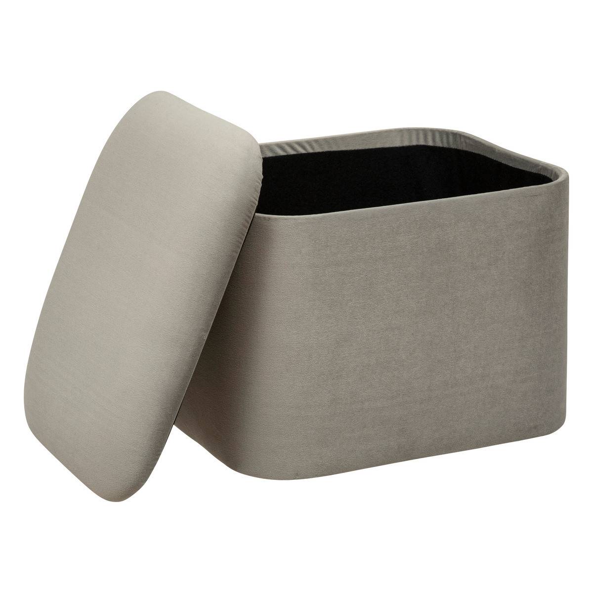 Lot de 2 Poufs Coffres de rangement en Velours Gris Clair et Gris Foncé - Imagen 2