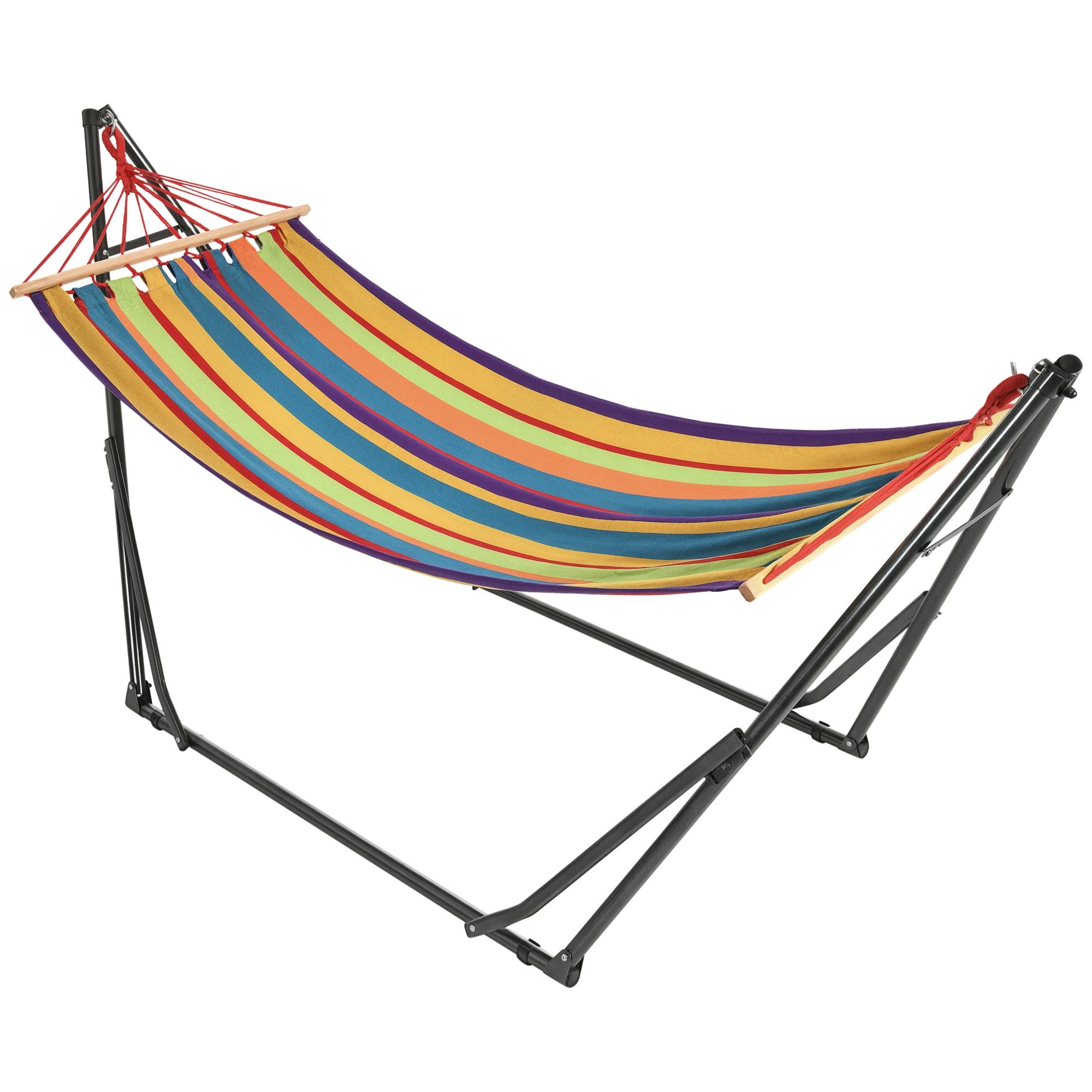 Hamac de jardin pliable acier et cotons multicolore 270 x 100 x 94 cm - PANGIVO - Image 1