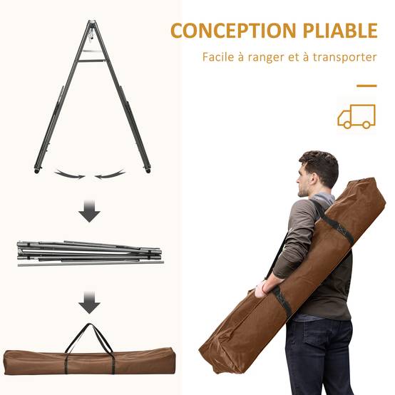 Hamac de jardin pliable acier et cotons multicolore 270 x 100 x 94 cm - PANGIVO - Image 7