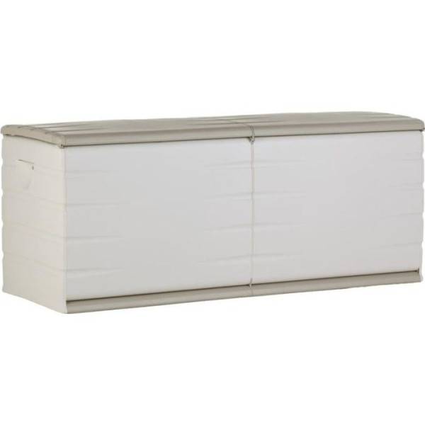 Sans Marque - PLASTIKEN Coffre 450L Intérieur/Extérieur Fonctionnel et Esthétique Cadenassable avec Roulettes Beige - Image 1