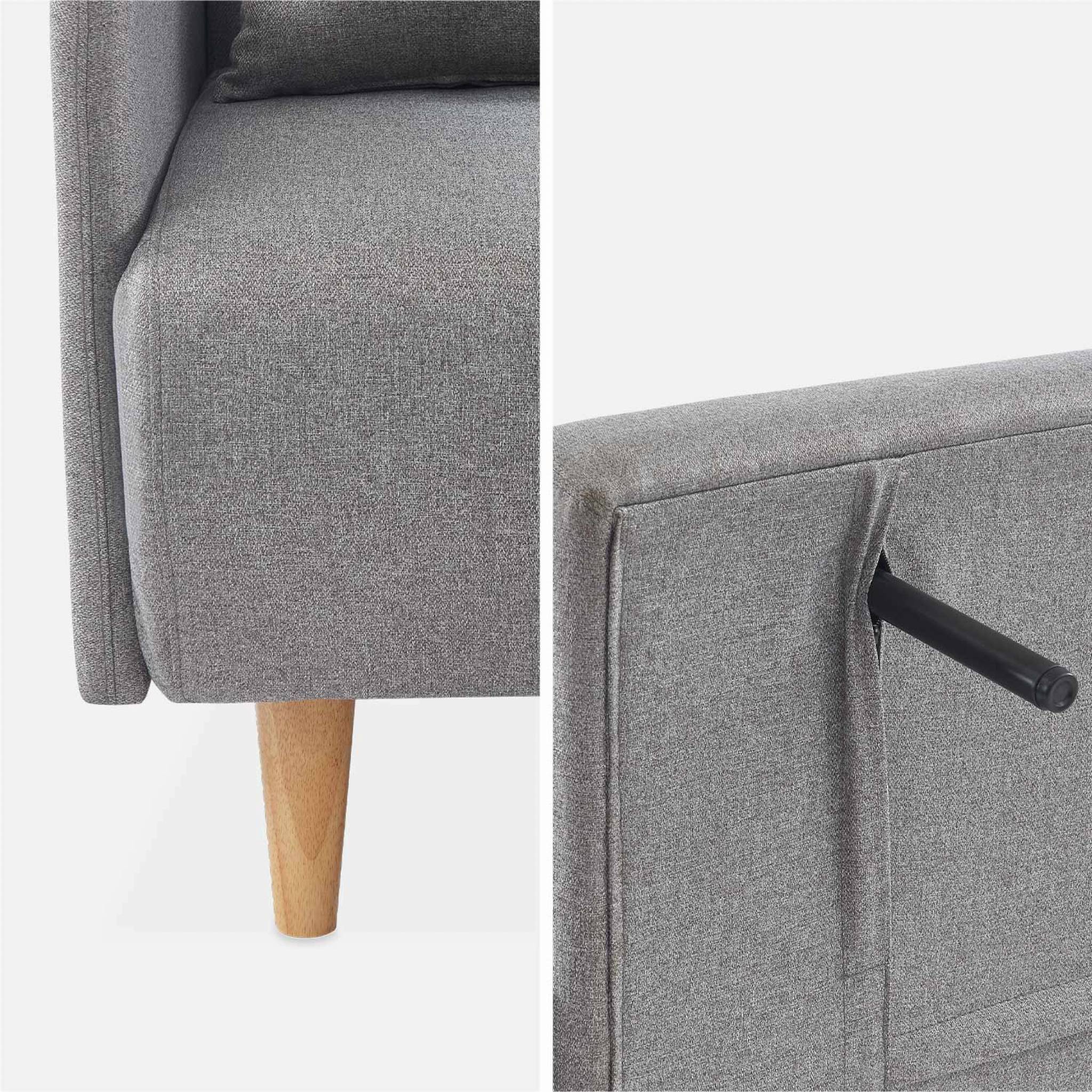 sweeek - Canapé convertible en tissu - Panam - 2 places scandinave. pieds bois clair. gris clair. banquette. dossier inclinable | sweeek - Image 7