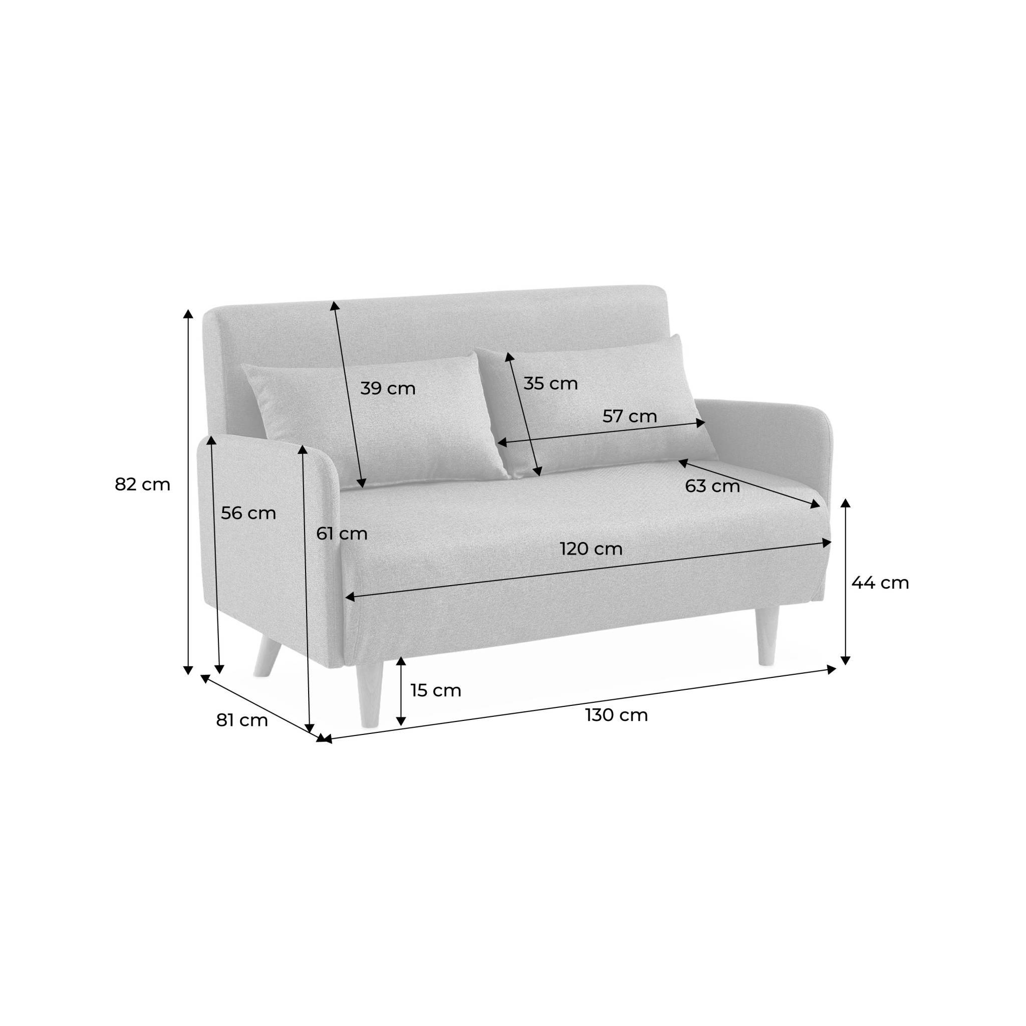 sweeek - Canapé convertible en tissu - Panam - 2 places scandinave. pieds bois clair. gris clair. banquette. dossier inclinable | sweeek - Image 4