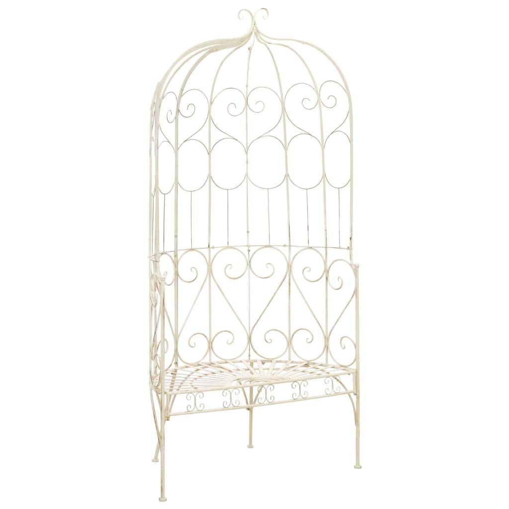 ComfortXL - Arche de Jardin avec Banc Fer Forgé Décoratif pour Plantes Grimpantes Blanc 95 cm – ComfortXL Outdoor Living - Image 1