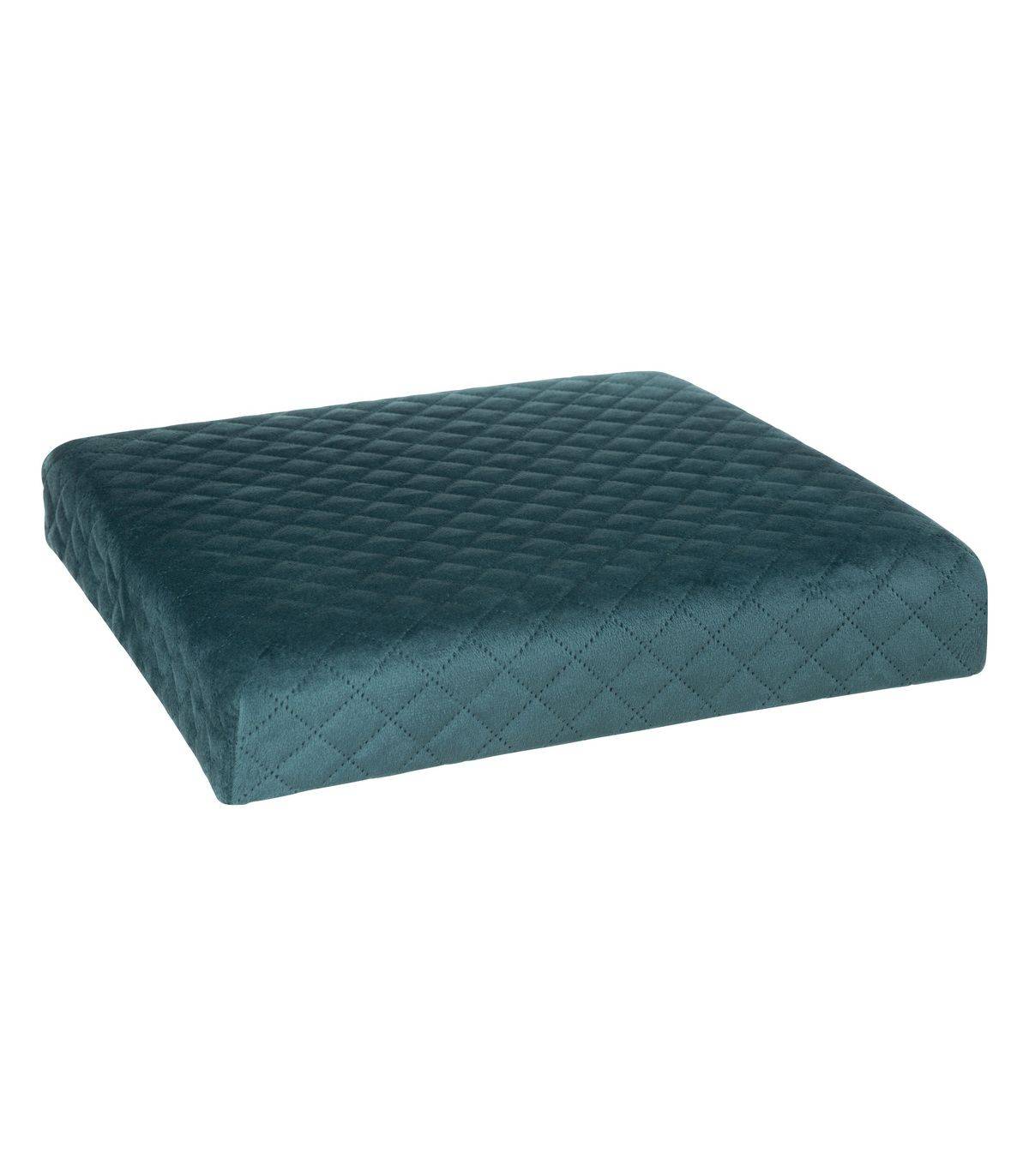 2 en 1 Pouf et Coffre de rangement en velours Bleu 31 x 31 cm - Imagen 3