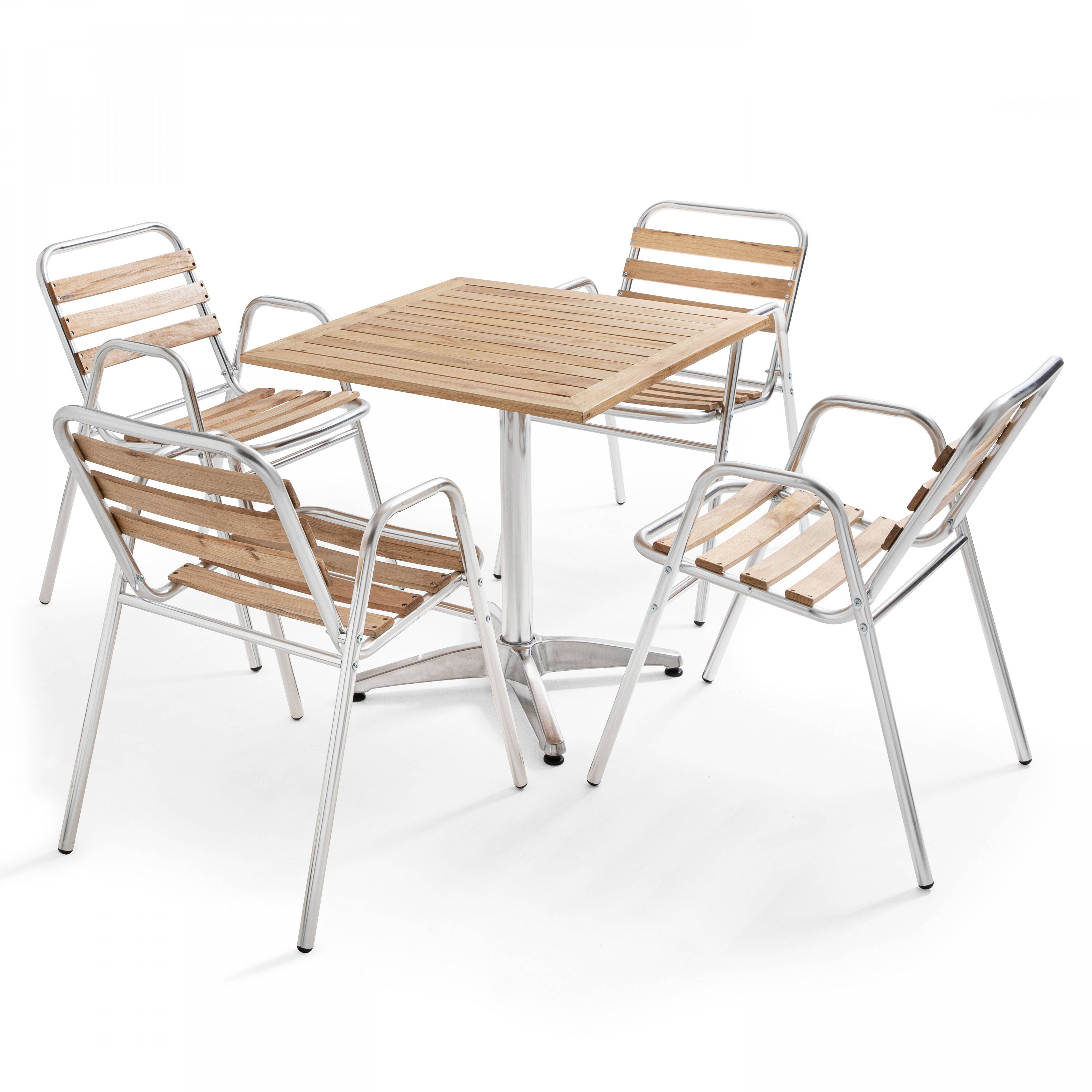 Oviala - Table de jardin carrée aluminium et bois Times Square - Oviala - Imagen 5
