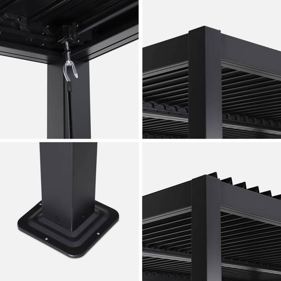 sweeek - Pergola bioclimatique noire. aluminium et acier. 3x3m. lames orientables | sweeek - Image 7