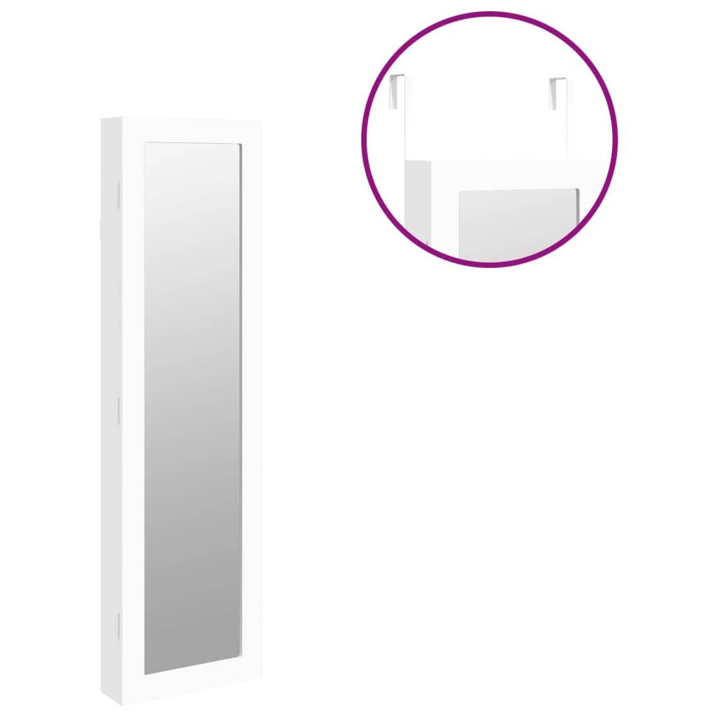 Maison Chic - Miroir Murale avec rangement - Armoire à bijoux avec miroir blanc 30x8,5x106 cm PC154 - Image 9