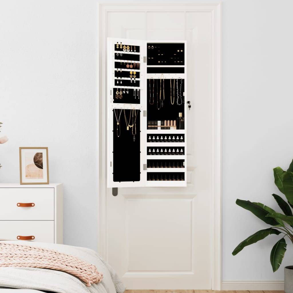 Maison Chic - Miroir Murale avec rangement - Armoire à bijoux avec miroir blanc 30x8,5x106 cm PC154 - Image 3