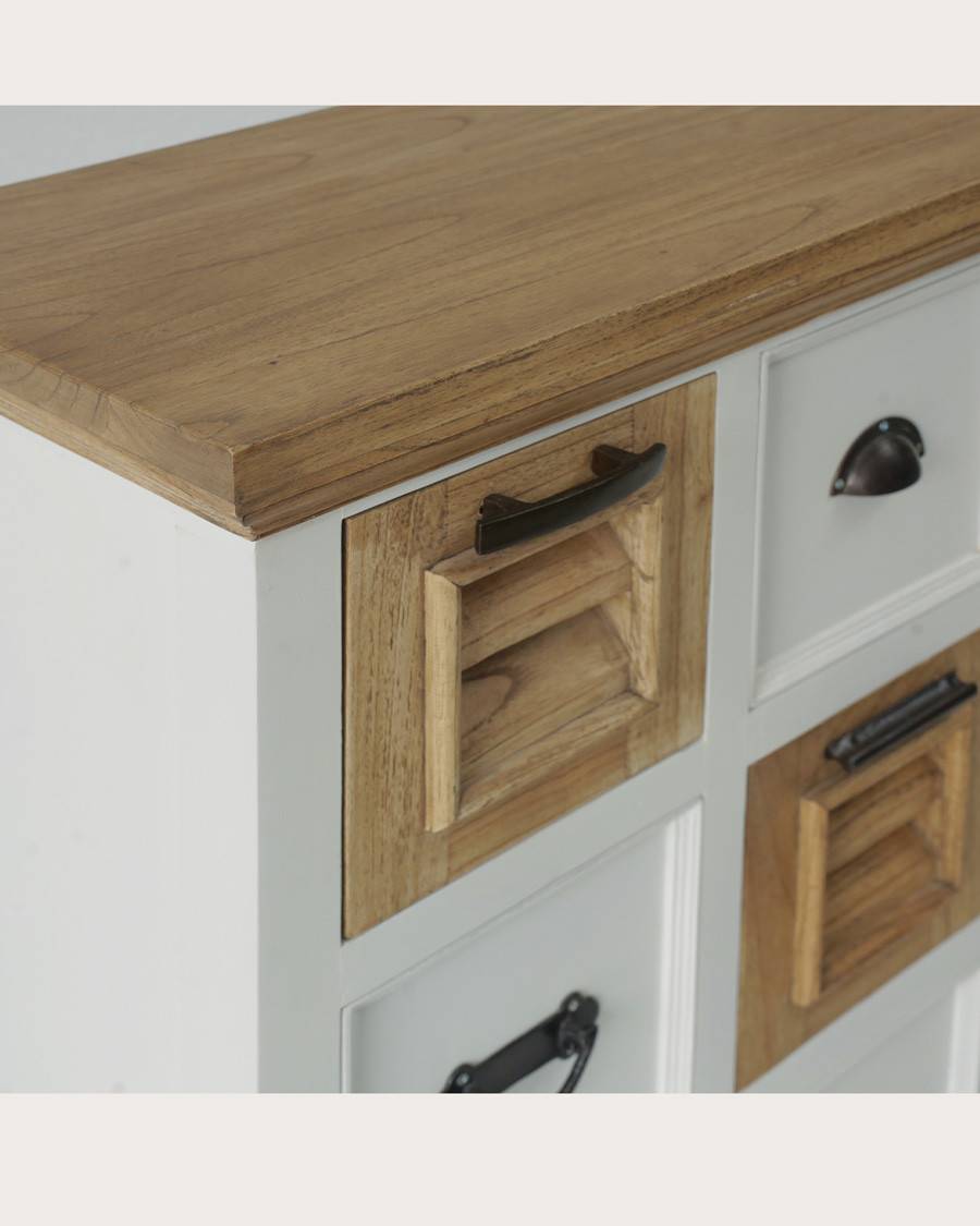 Inda - Console en Mindy massif naturelle et blanche 110 cm - UNIQKA - Imagen 3