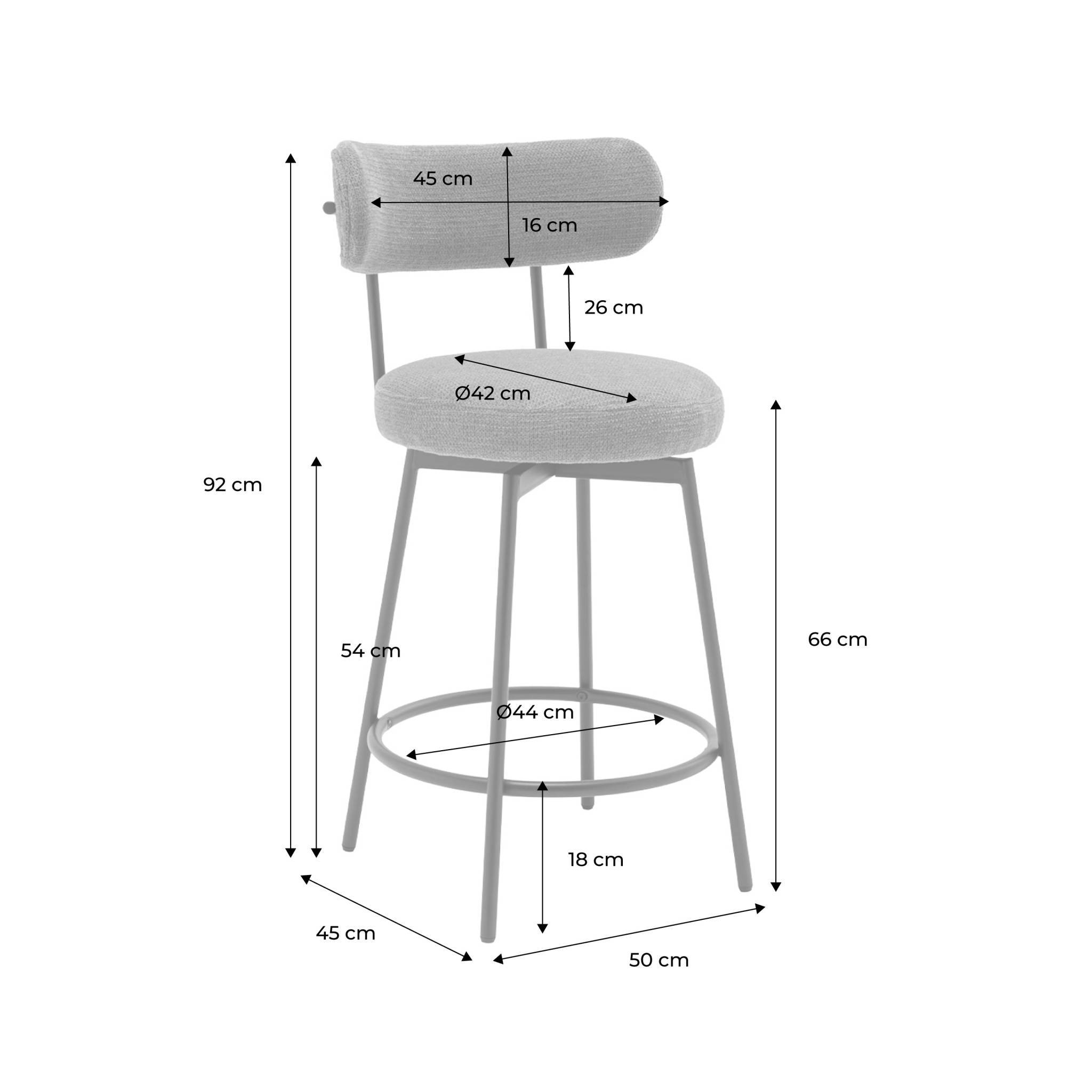 sweeek - Lot de deux tabourets de bar assise rotative métal noir et simili cuir marron - L 50 x P 50 x H 92cm - Iris | sweeek - Image 4