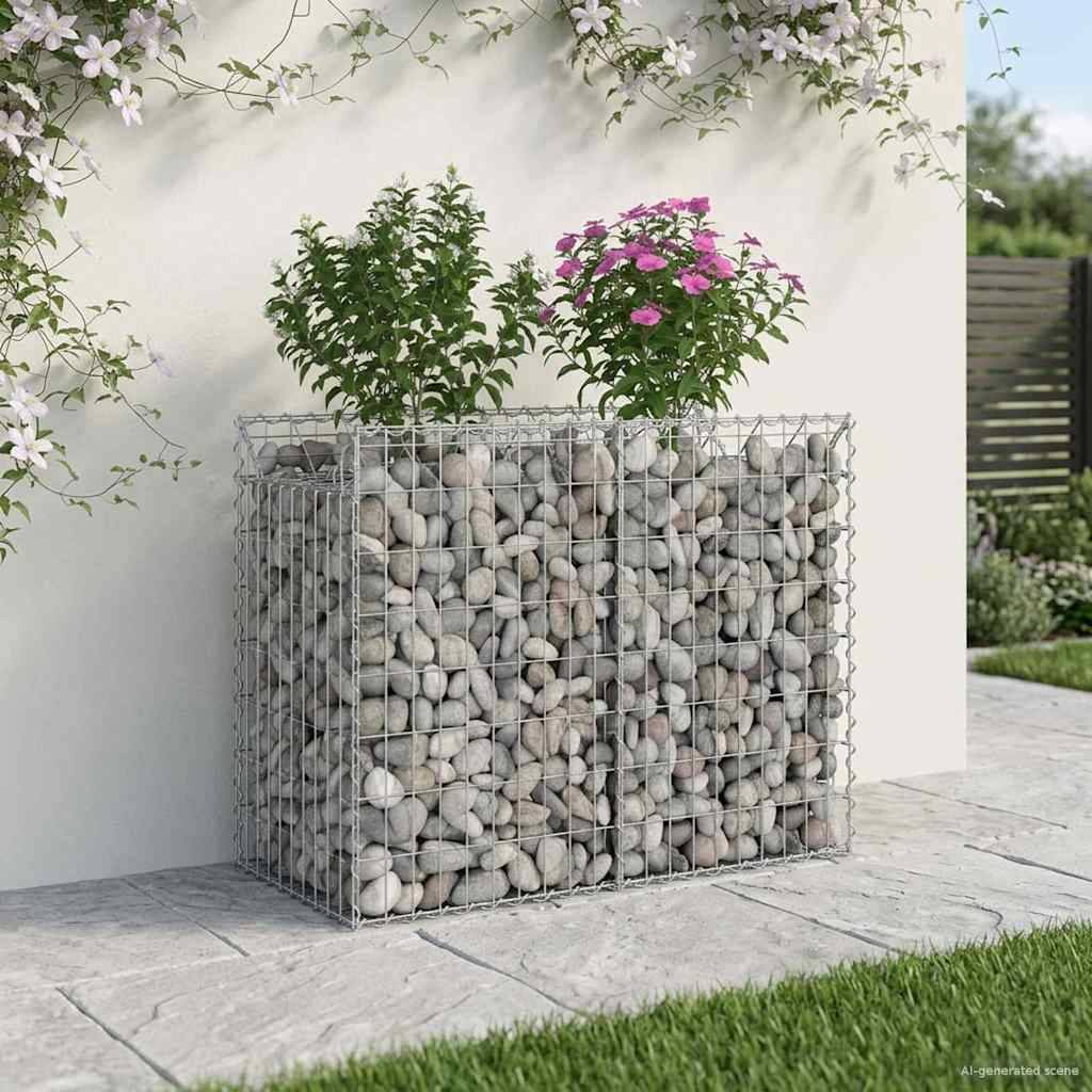 Lit surélevé gabion Acier galvanisé Argenté 100 x 50 x 80 cm - PANGIVO - Image 4