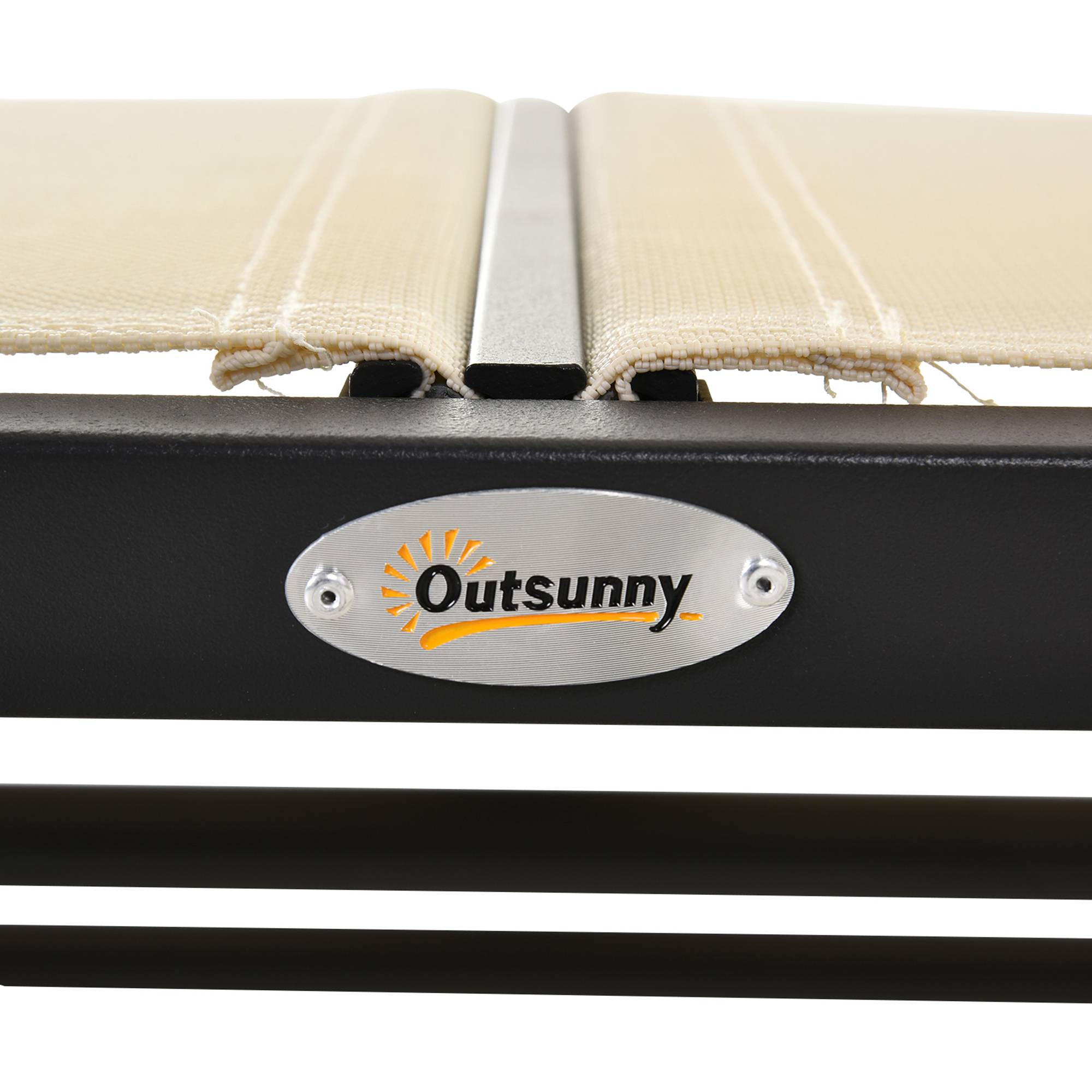 Outsunny - Banc à bascule de jardin 2 places design contemporain grand confort accoudoirs assise et dossier ergonomique acier textilène beige - Outsunny - Imagen 4