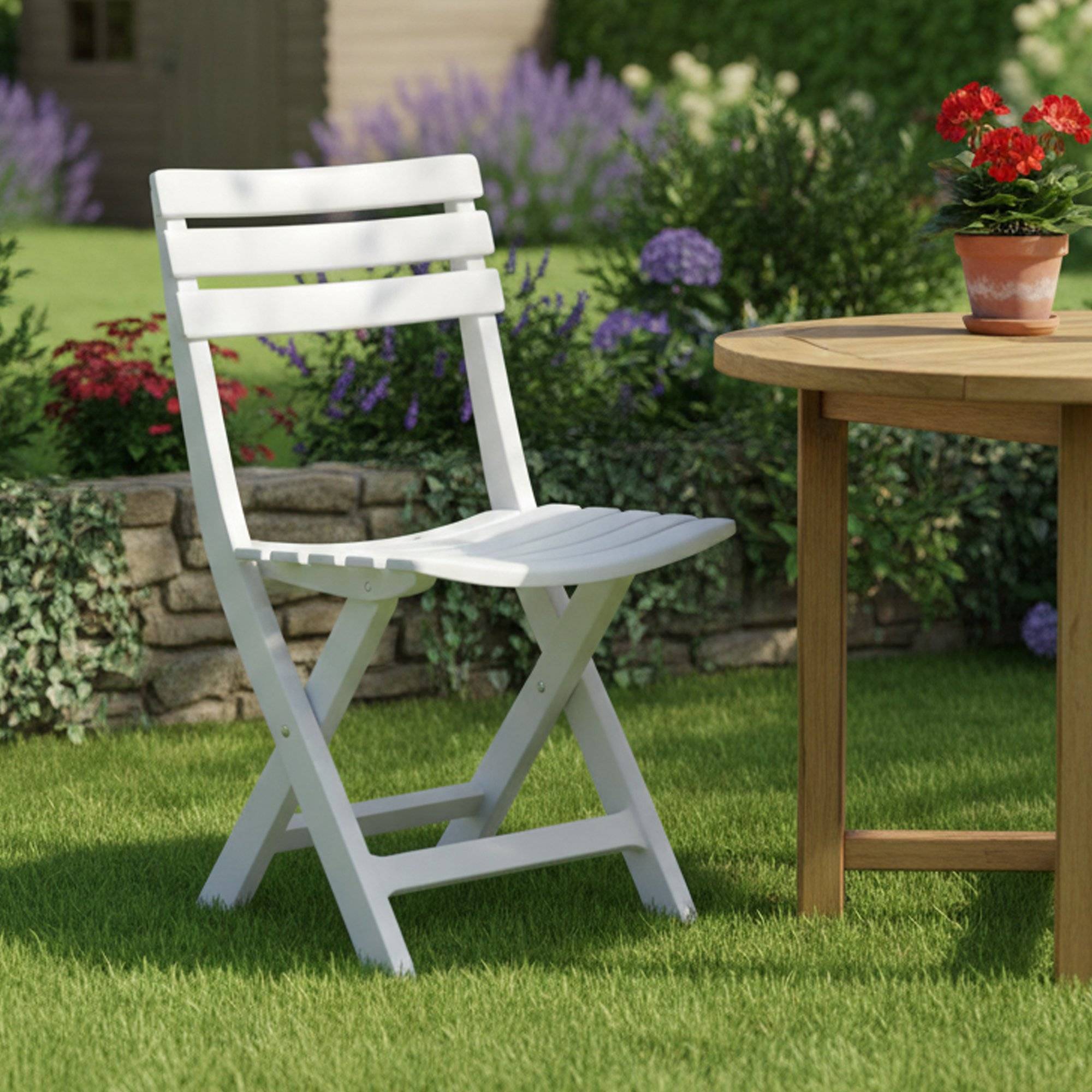 Dmora - Chaise d'extérieur Terni, Siège de jardin pliant, Chaise pour table à manger, Fauteuil d'extérieur, 100% Made in Italy, 44x41h78 cm, Blanc - Dmora - Imagen 2