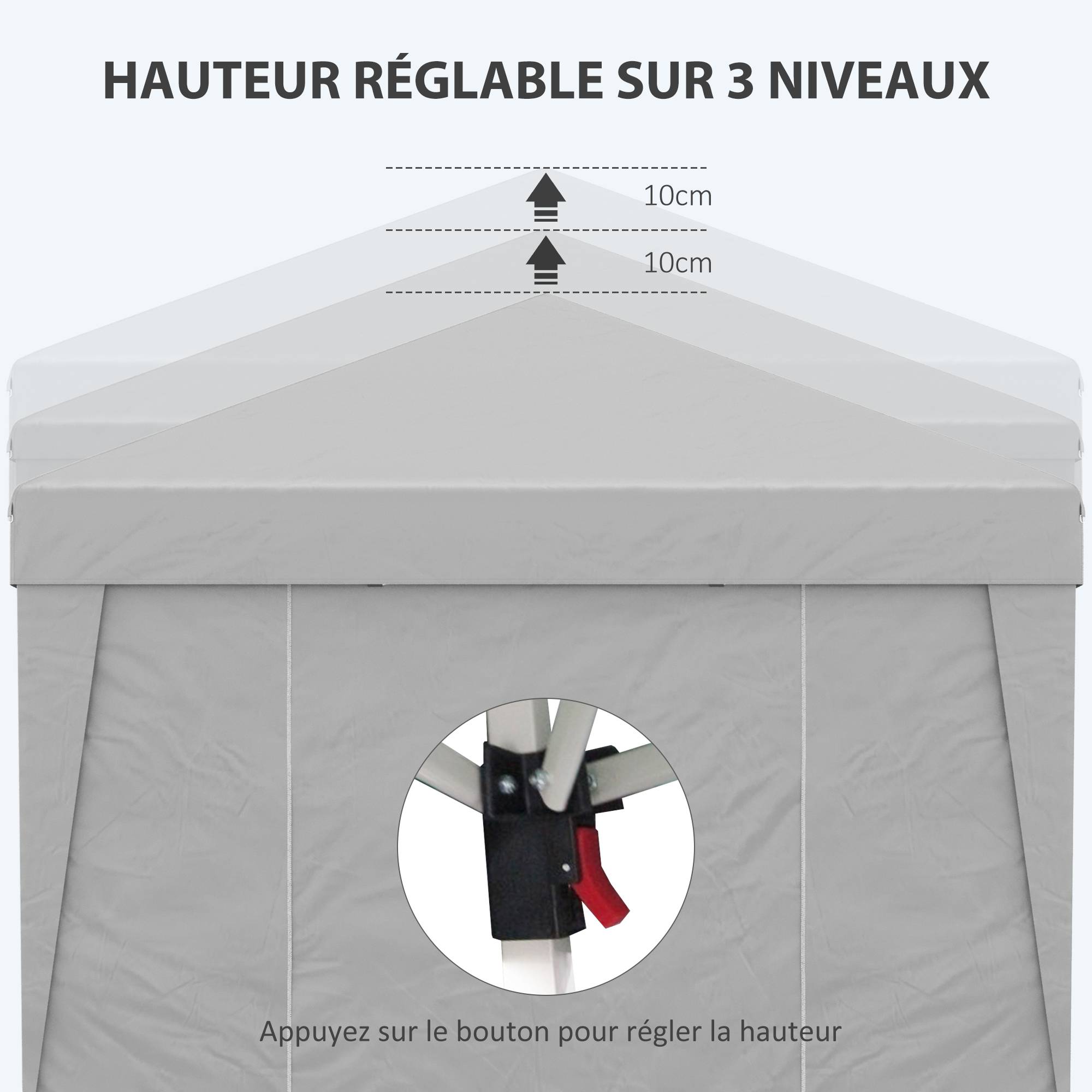 Outsunny - Tonnelle de jardin pop-up pliante 3x3m anti-UV 30+ avec fenêtres parois latérales sac de transport et sacs de sable gris - Outsunny - Image 7