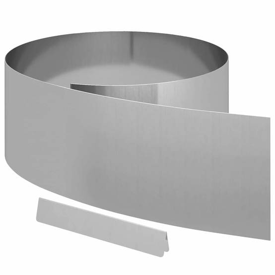 Bordure de jardin - Limite de jardin - Parterre Argent 450 x 25 cm Acier galvanisé g308 - Image 1
