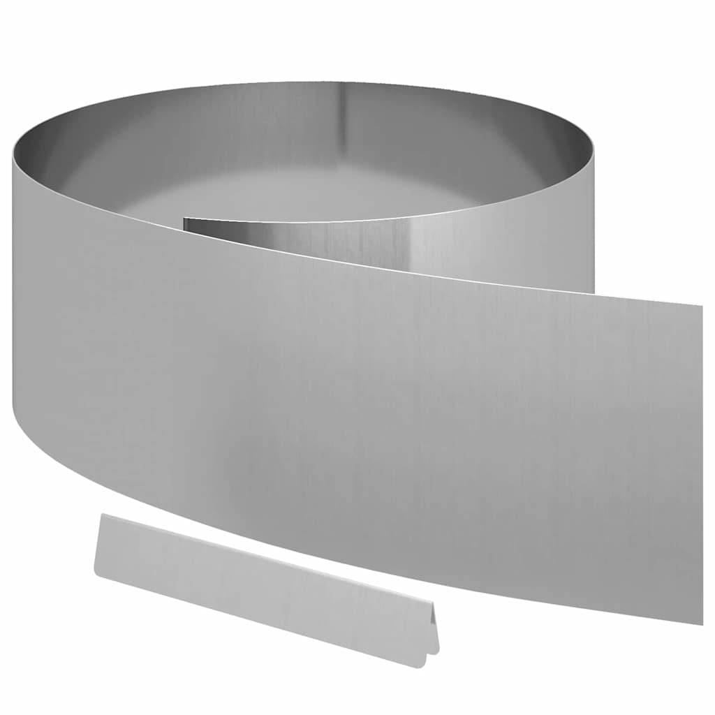 Bordure de jardin - Limite de jardin - Parterre Argent 450 x 25 cm Acier galvanisé g308 - Image 1