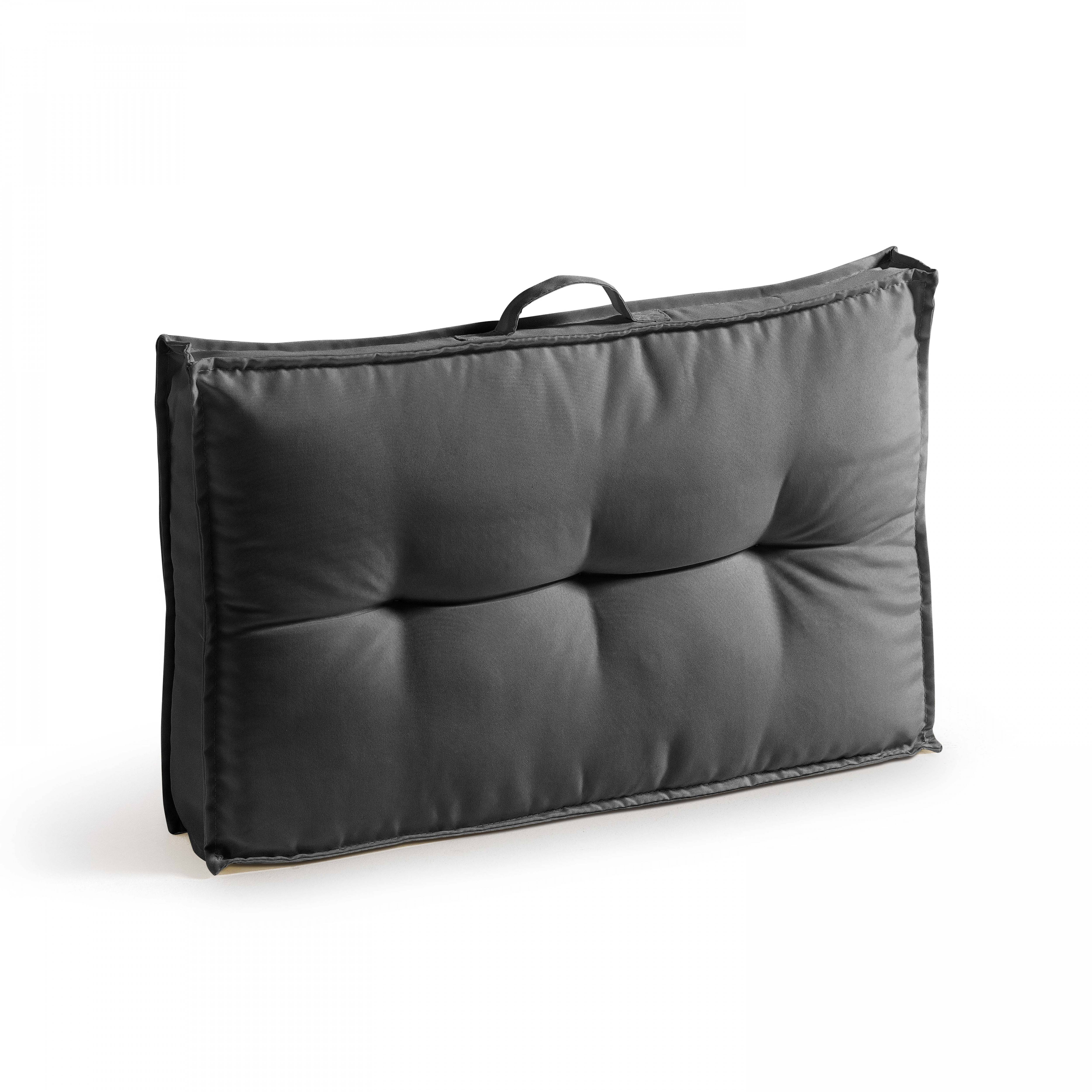 Oviala - Lot 2 coussins palette dossier polyester gris 60x40x12 cm Cuzco - Oviala - Imagen 3