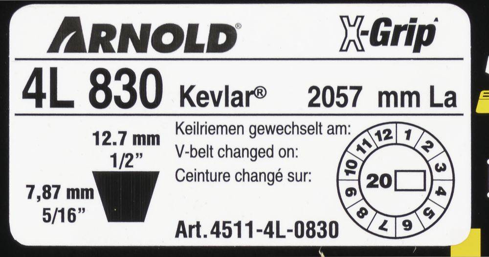Arnold - Courroie trapézoïdale X-Grip V de type 4L830 Arnold - Imagen 2