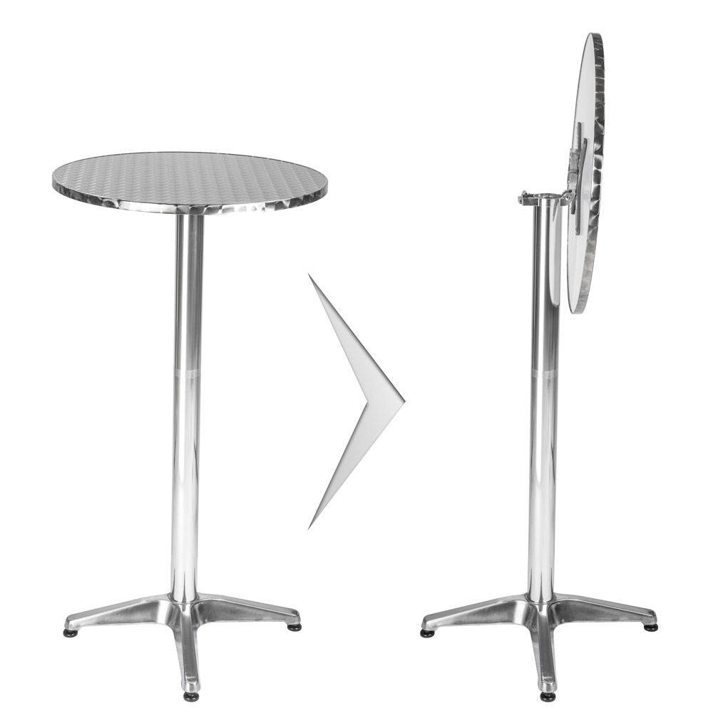 Helloshop26 - Mange debout aluminium diamètre table 60 cm diamètre pied 5,8 cm pliable hauteur réglable 74/114 cm gris - Imagen 1