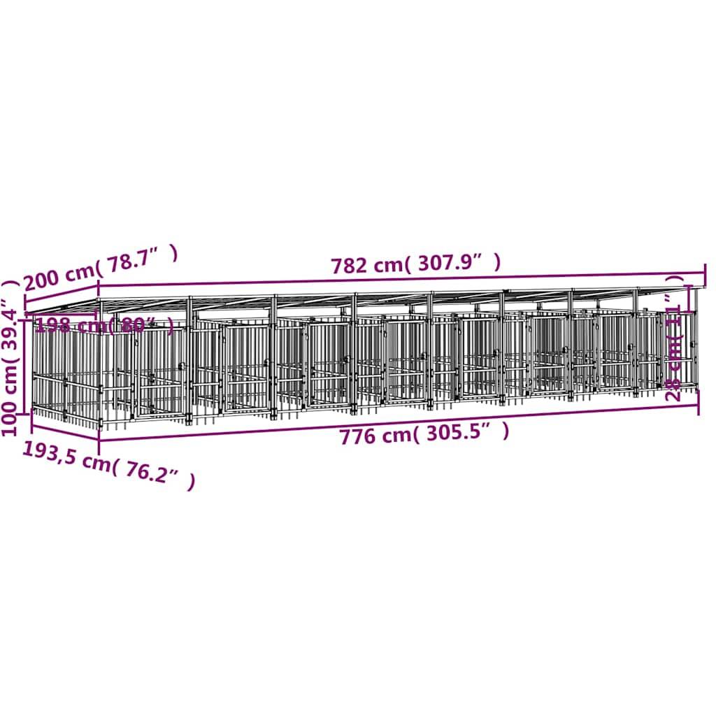 Vidaxl - Chenil d'extérieur avec toit pour chiens Acier 15,02 m² vidaXL 3124595 - Imagen 7