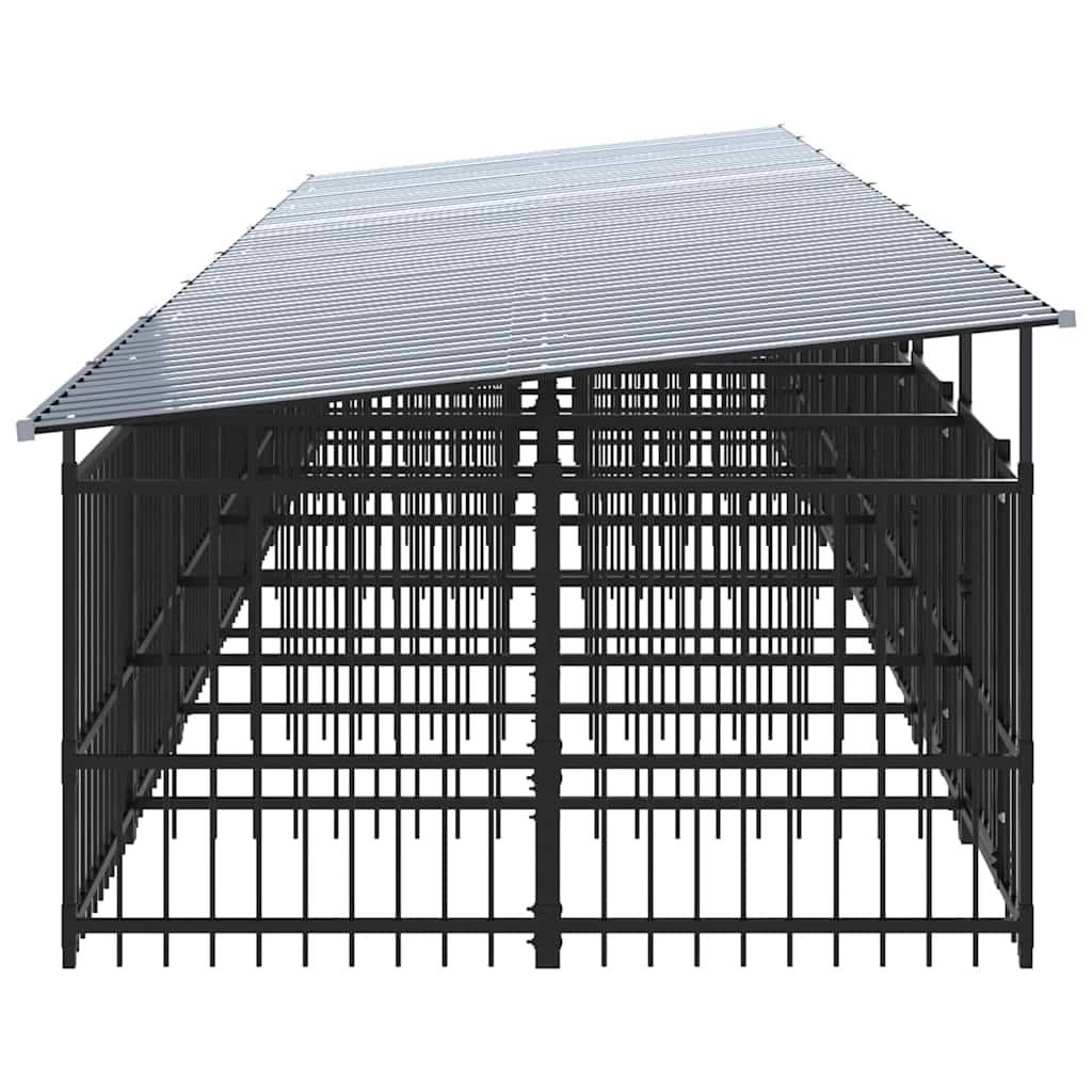Vidaxl - Chenil d'extérieur avec toit pour chiens Acier 15,02 m² vidaXL 3124595 - Imagen 4