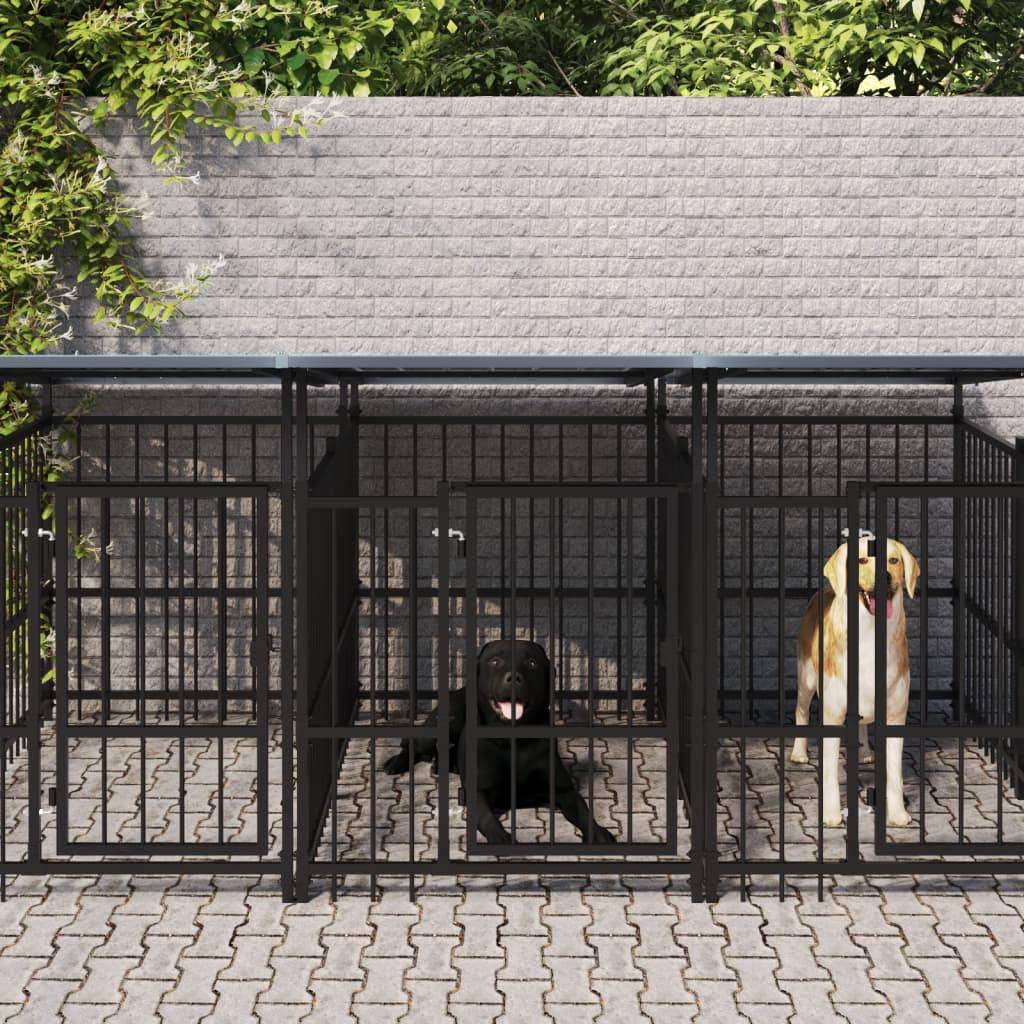 Vidaxl - Chenil d'extérieur avec toit pour chiens Acier 15,02 m² vidaXL 3124595 - Imagen 1