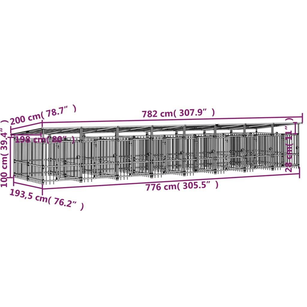 Vidaxl - Chenil d'extérieur avec toit pour chiens Acier 15,02 m² vidaXL 3124595 - Imagen 2