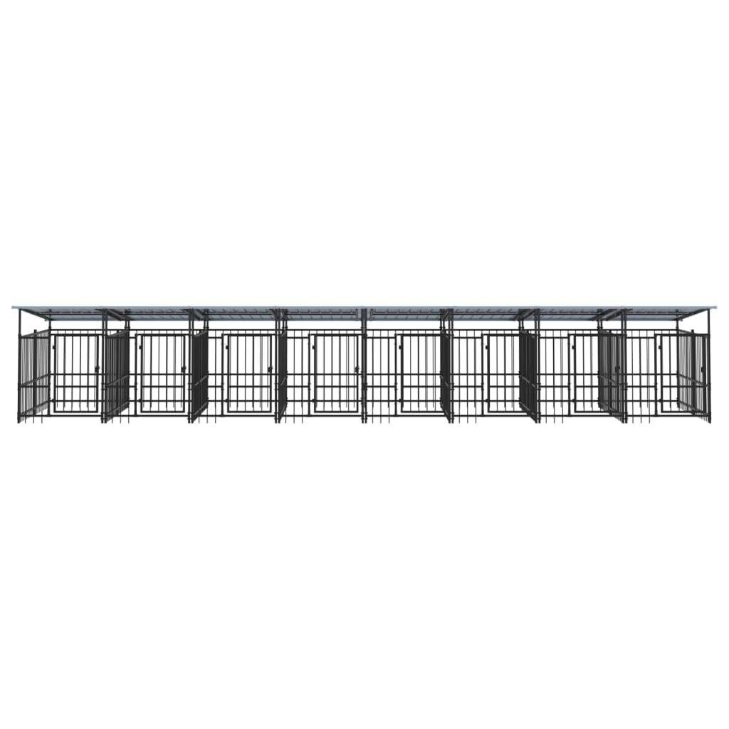 Vidaxl - Chenil d'extérieur avec toit pour chiens Acier 15,02 m² vidaXL 3124595 - Imagen 8