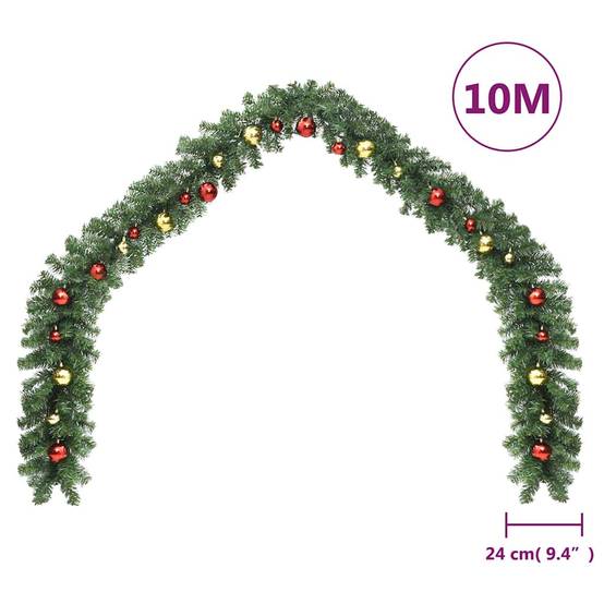 Guirlande de Noël - Décoration De Noël décorée avec boules et lumières LED 10 m - Image 6