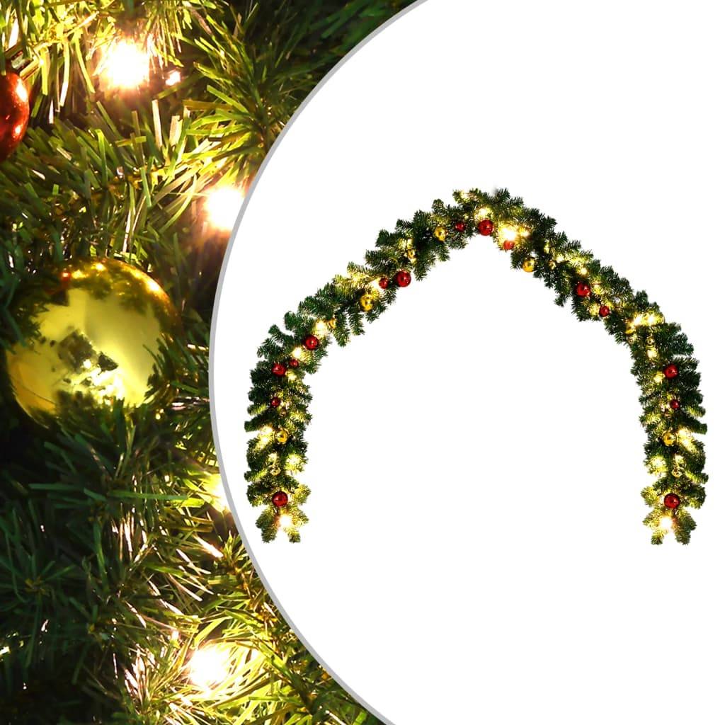 Guirlande de Noël - Décoration De Noël décorée avec boules et lumières LED 10 m - Image 2