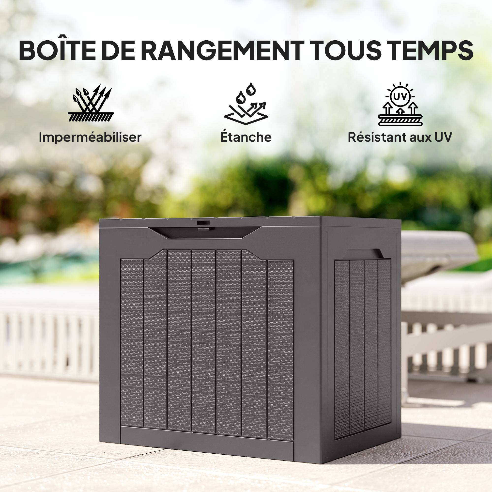 ComfortXL - Coffre de rangement polypropylène 97 L marron pour jardin étanche verrouillable - ComfortXL Outdoor Living - Image 8
