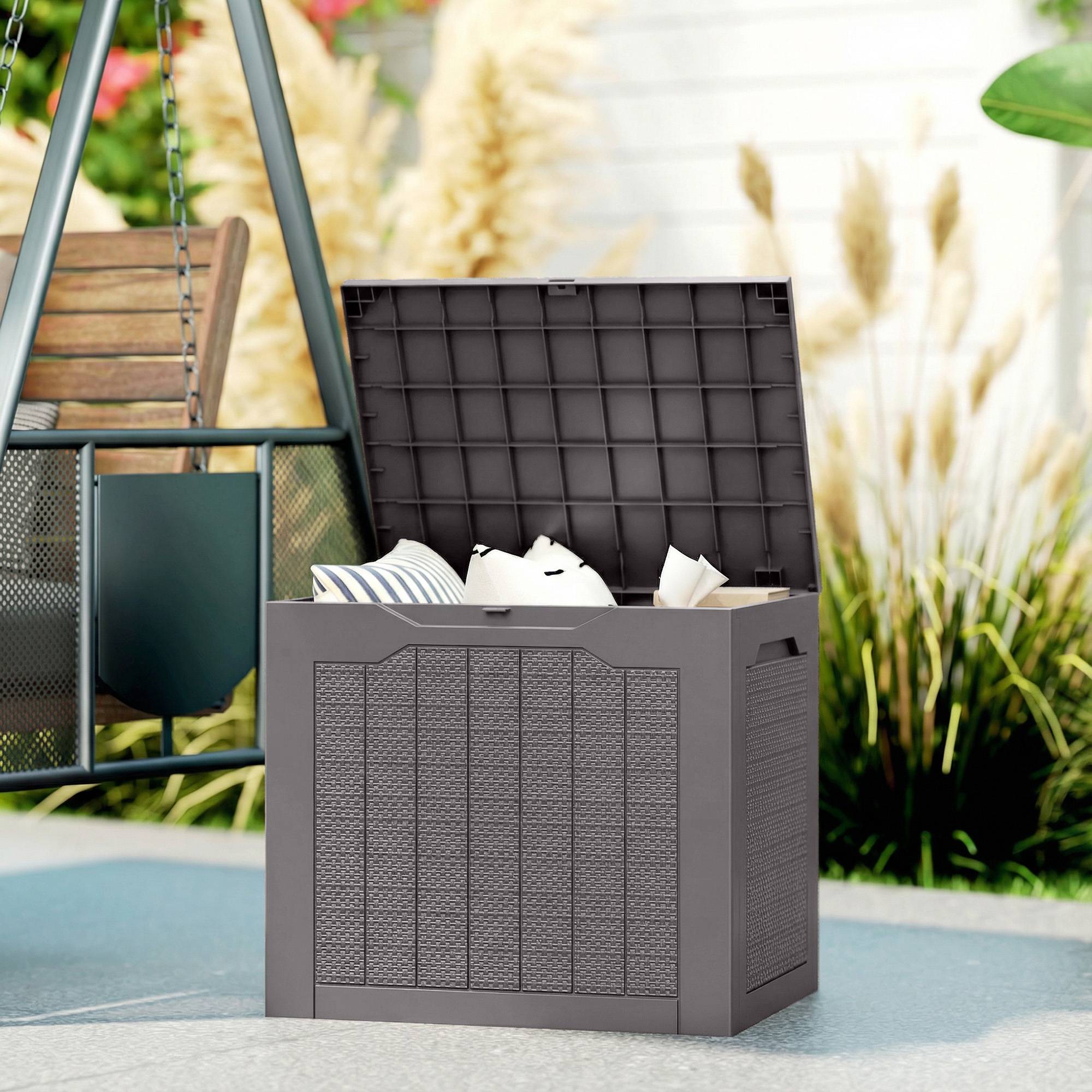 ComfortXL - Coffre de rangement polypropylène 97 L marron pour jardin étanche verrouillable - ComfortXL Outdoor Living - Image 2