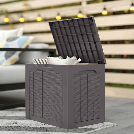 ComfortXL - Coffre de rangement polypropylène 97 L marron pour jardin étanche verrouillable - ComfortXL Outdoor Living - Image 9