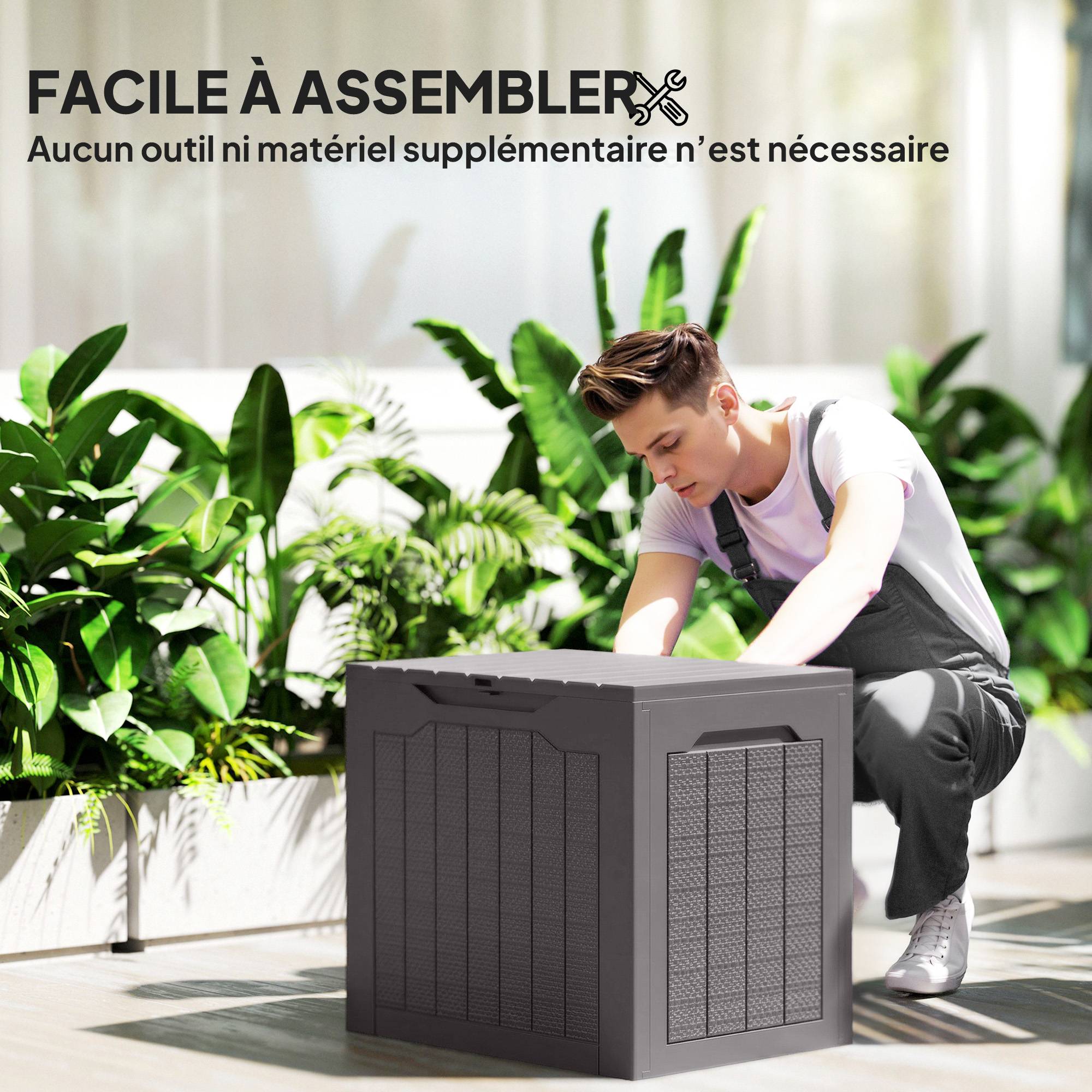 ComfortXL - Coffre de rangement polypropylène 97 L marron pour jardin étanche verrouillable - ComfortXL Outdoor Living - Image 5