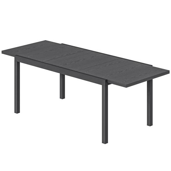 Table de Jardin Extensible Plateau Aluminium Effet Bois Pieds Réglables 8-10 Personnes 214x85x75cm Gris Anthracite - Image 2