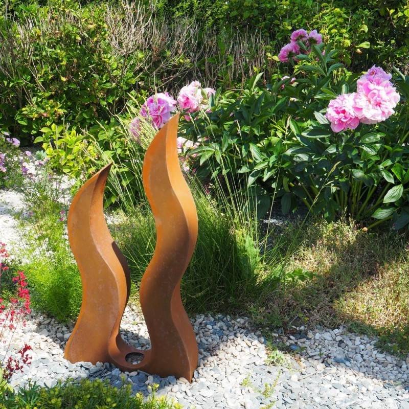 Jardinex - Déco jardin flamme métal rouillé - Rouille 115 cm - Jardinex - Imagen 8