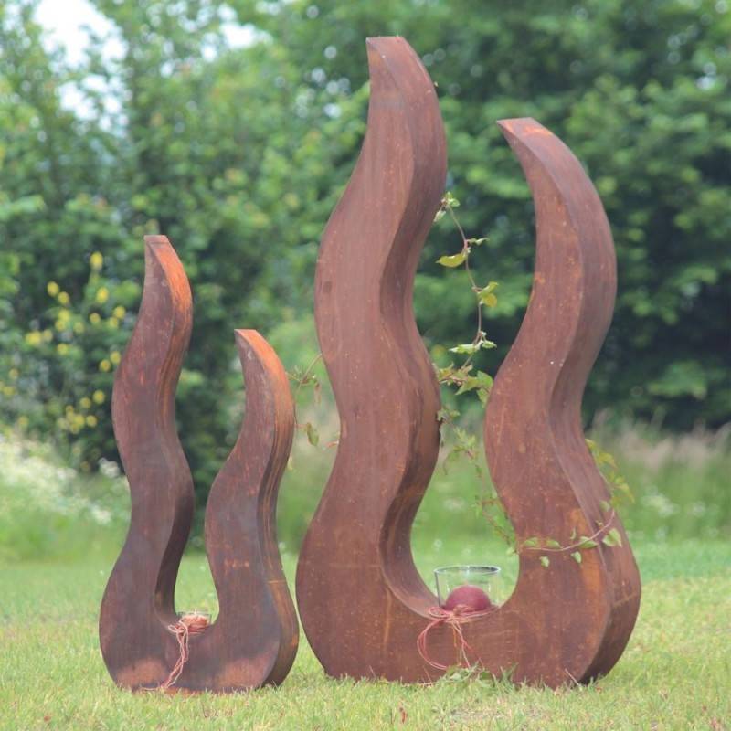 Déco jardin flamme métal rouillé - Rouille 115 cm - Jardinex - Image 3