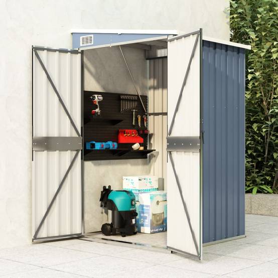 Abri de jardin 1.18m² - Cabane de jardin - Remise de jardin murale Gris 118x100x178 cm Acier galvanisé MAISON CHIC - Image 2