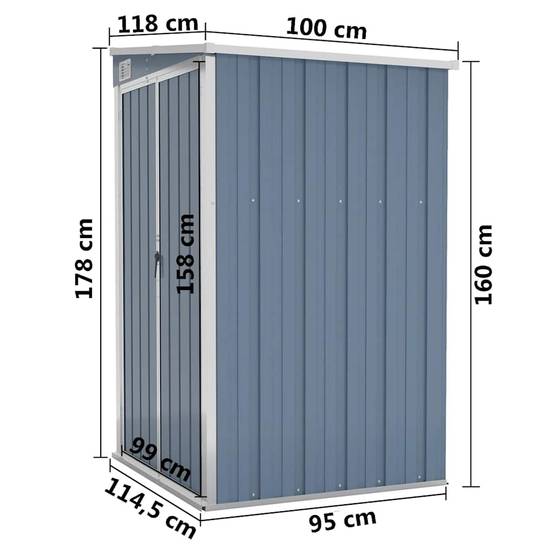 Abri de jardin 1.18m² - Cabane de jardin - Remise de jardin murale Gris 118x100x178 cm Acier galvanisé MAISON CHIC - Image 7