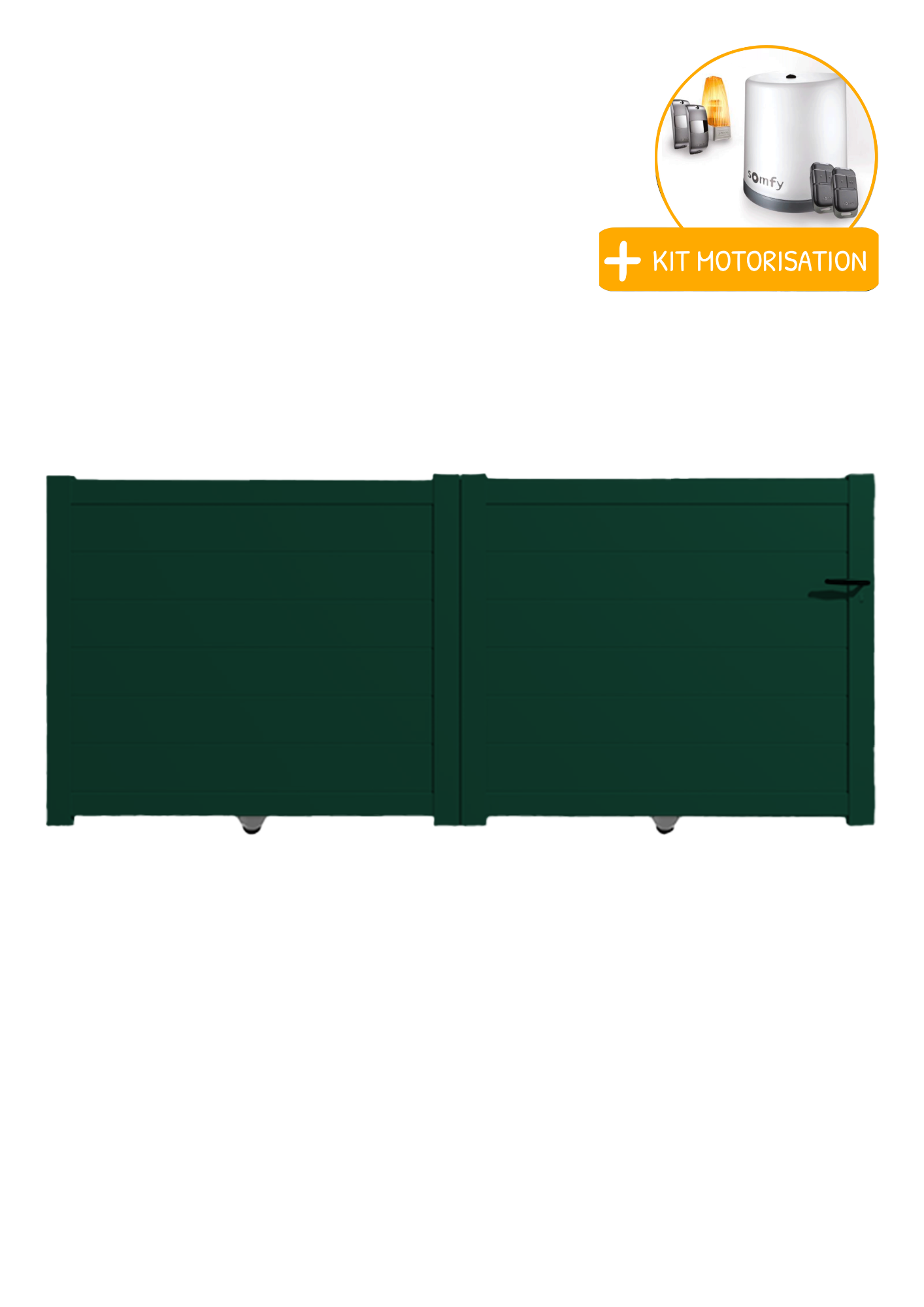 Portail Packit - Portail alu coulissant plein en kit +MOT dim. L.4000 (entre piliers) X H.1700 mm  Vert (RAL 6005)