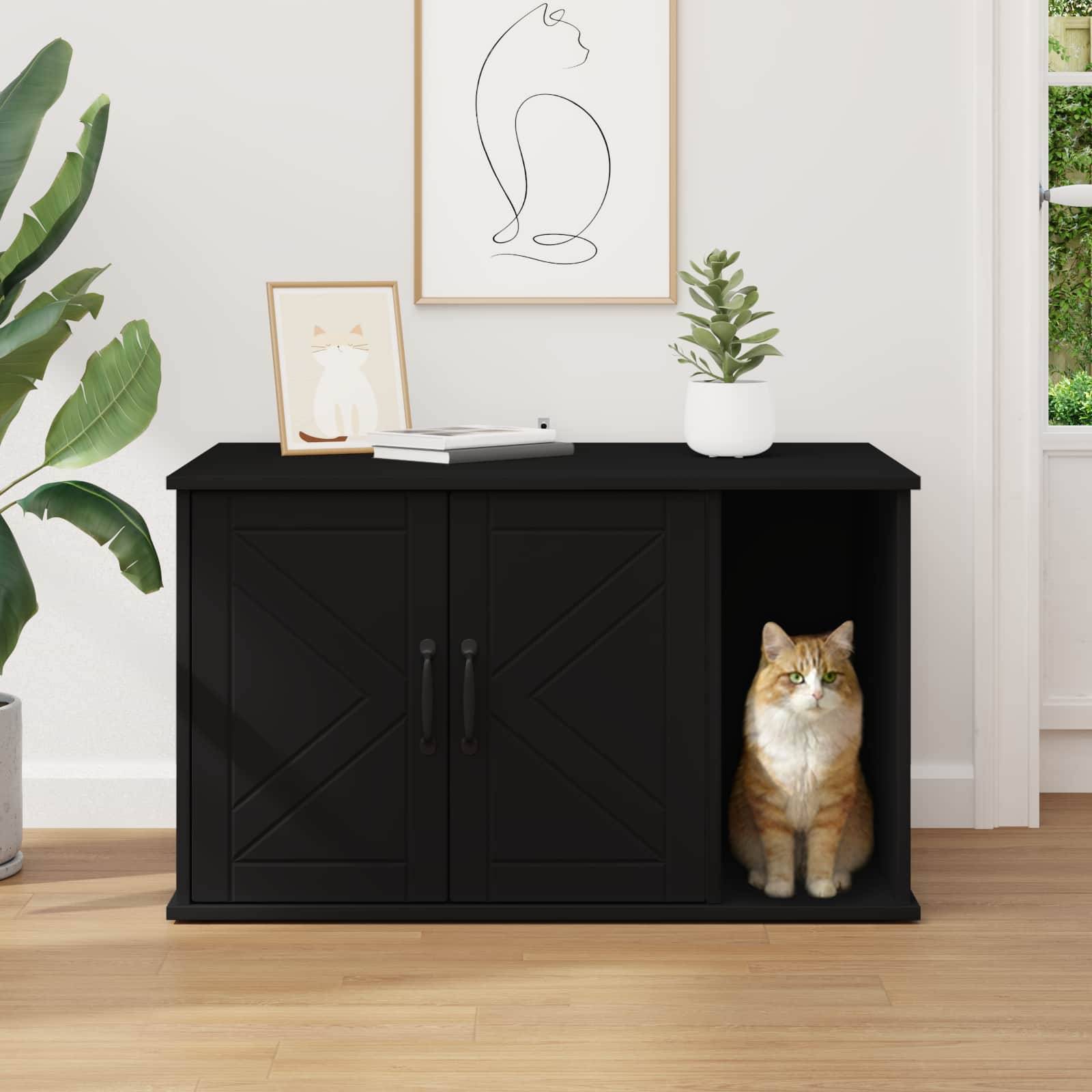 Vidaxl - Maison pour chat Noir 85 x 55 x 50 cm Bois d'ingénierie vidaXL 8000735 - Image 5