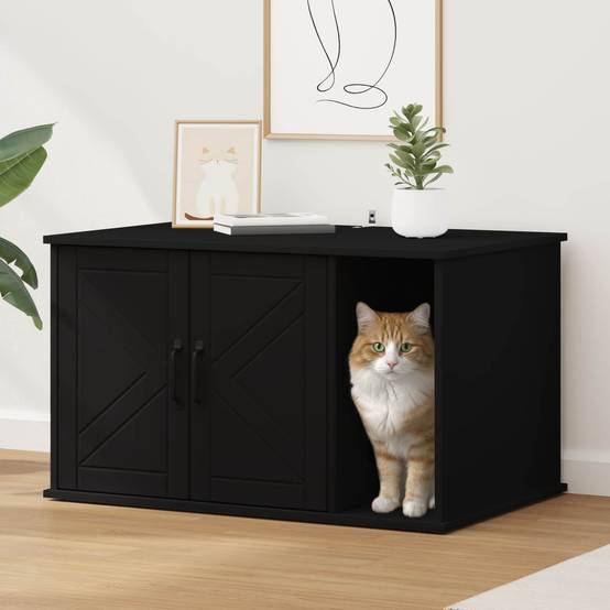 Vidaxl - Maison pour chat Noir 85 x 55 x 50 cm Bois d'ingénierie vidaXL 8000735 - Image 1
