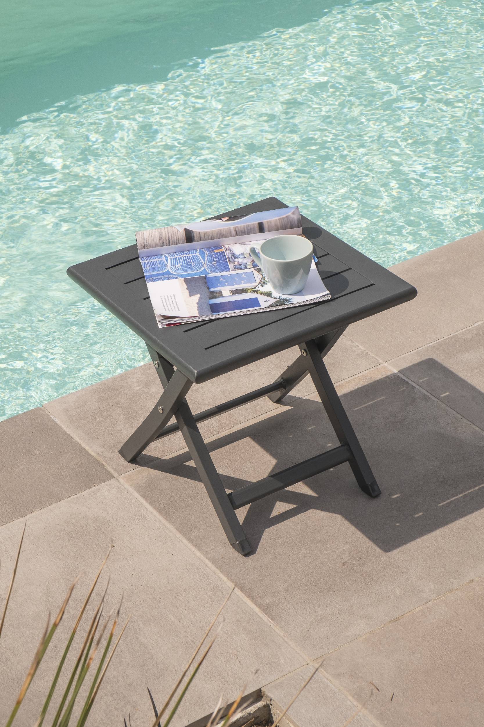 City Garden - Table basse de jardin pliante en aluminium anthracite MARIUS - CITY GARDEN - Imagen 1
