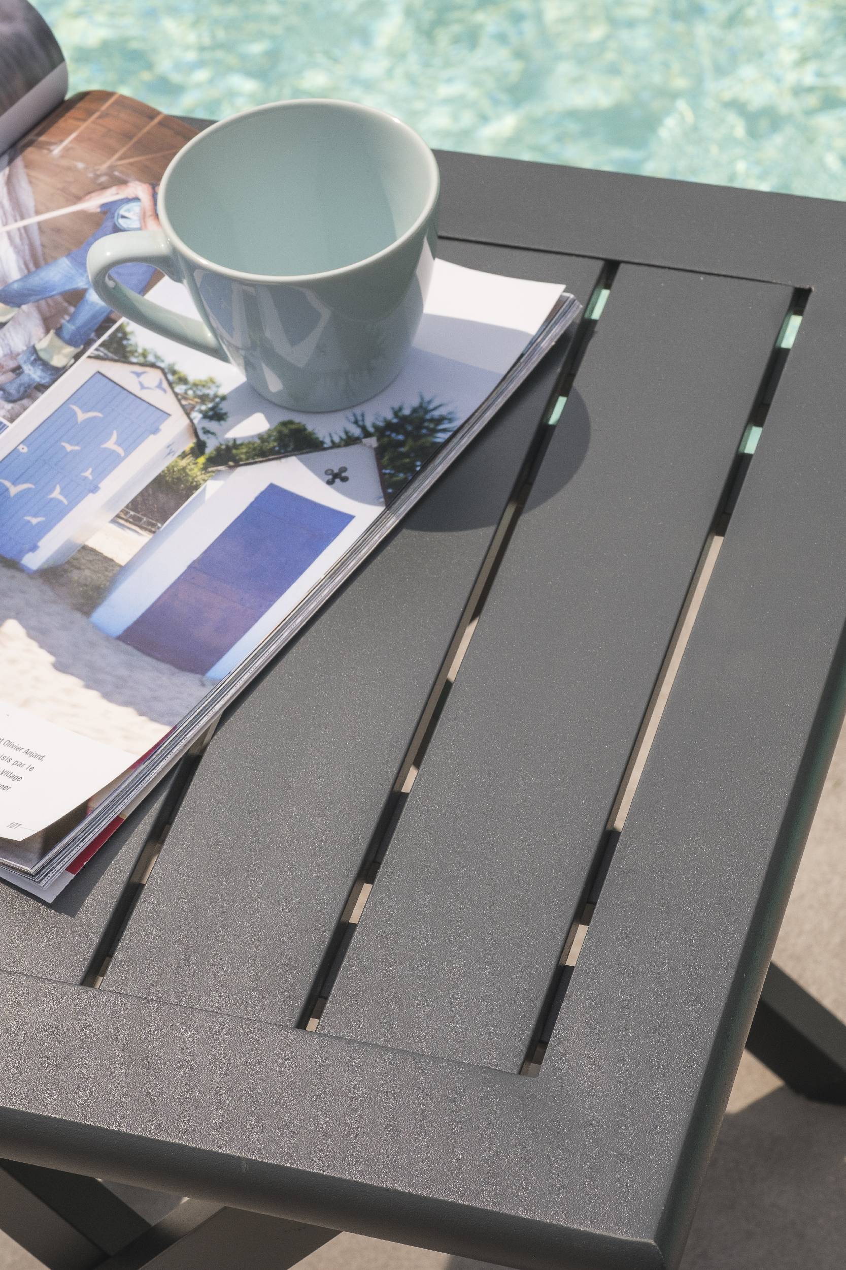 City Garden - Table basse de jardin pliante en aluminium anthracite MARIUS - CITY GARDEN - Imagen 2
